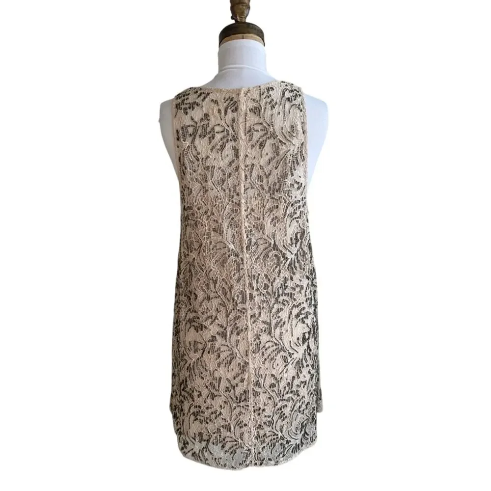 Free People Shine On Mini Dress Beaded Lace Sleeveless Beige Blush Women's Small